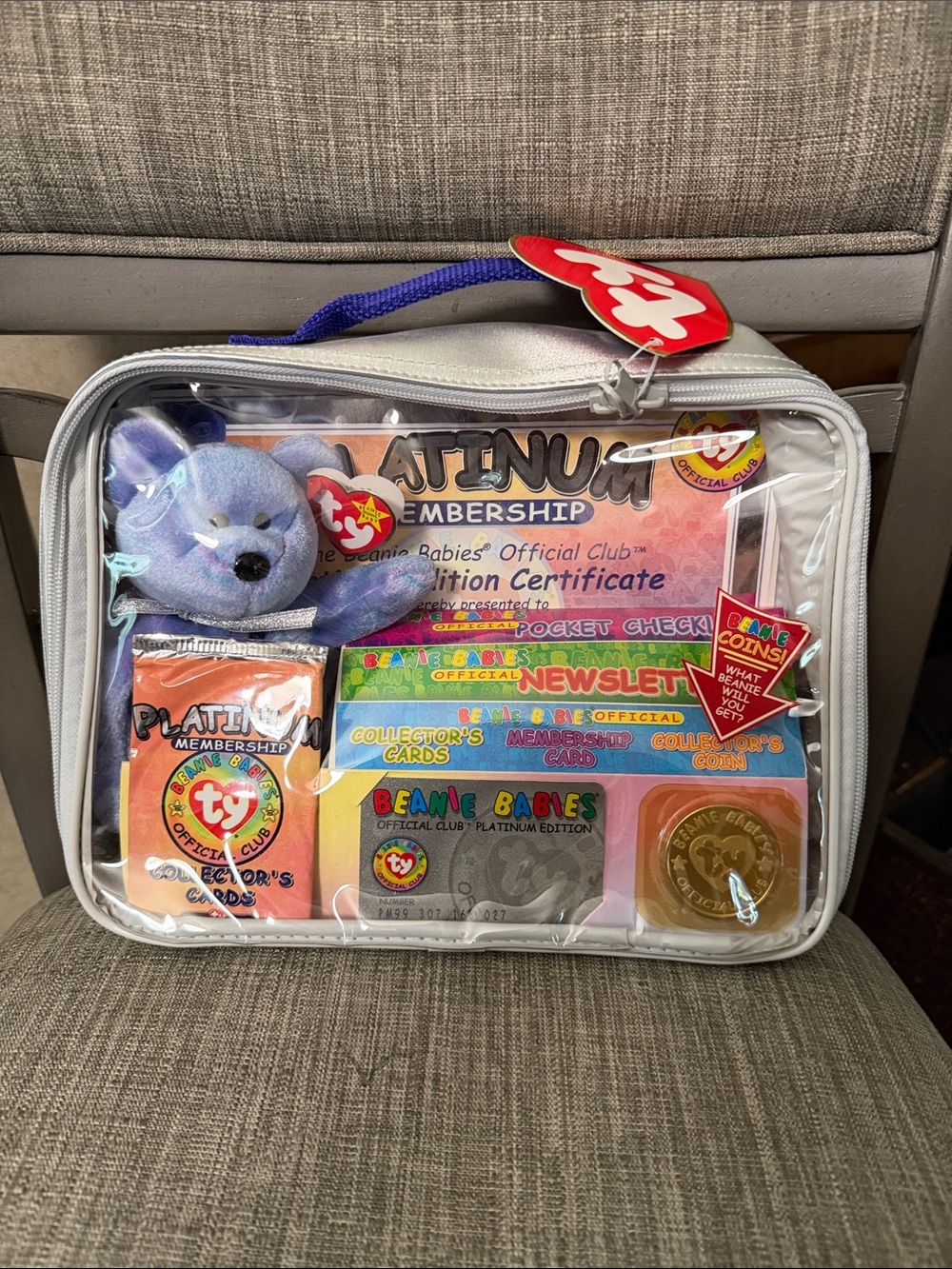 Ty Purple Plush Bear Platinum Membership Kit with Accessories